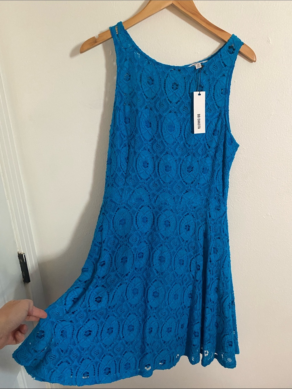 BB Dakota Teal Lace Fit & Flare Mini Dress